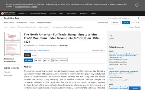 The North American Fur Trade: Bargaining to a Joint Profit ...