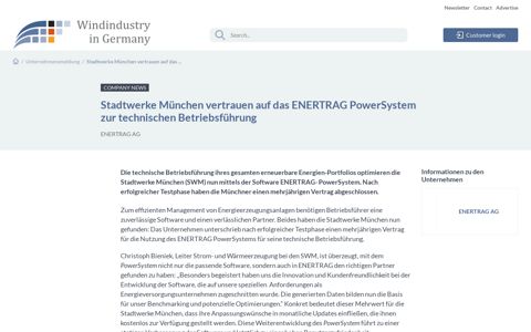 Stadtwerke München vertrauen auf das ENERTRAG PowerSystem ...