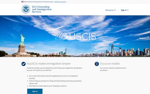 USCIS | myUSCIS Home Page