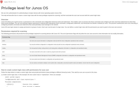 Privilege level for Junos OS - Qualys