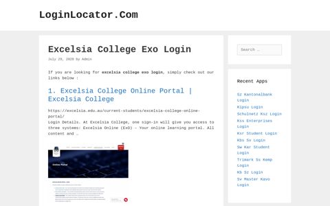 Excelsia College Exo Login - LoginLocator.Com