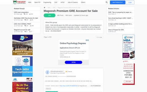 Magoosh Premium GRE Account for Sale - PaGaLGuY