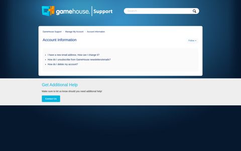 Account Information – GameHouse Support