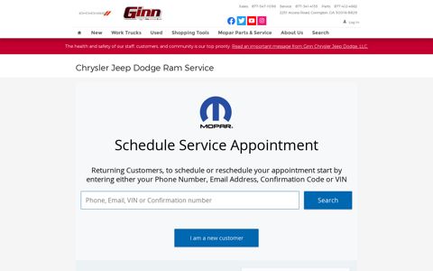 Schedule a Service Appointment | Ginn Chrysler Jeep Dodge ...