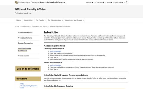 Interfolio Dossier Submission - University of Colorado School ...