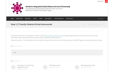 New L17 Family Violence Portal Announced - NIFVS
