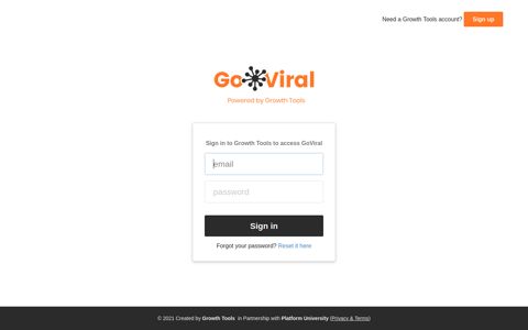 Sign in to Growth Tools to access GoViral