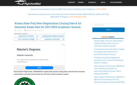 Kwara Poly Registration Closing Date & 1st Semester Exam ...