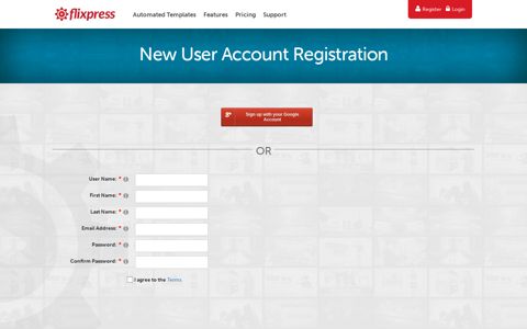 New User Account Registration - Flixpress