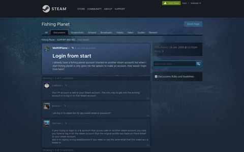 Login from start :: Fishing Planet SUPPORT AND FAQ