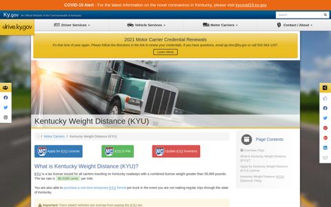 Kentucky Weight Distance (KYU) - drive.ky.gov