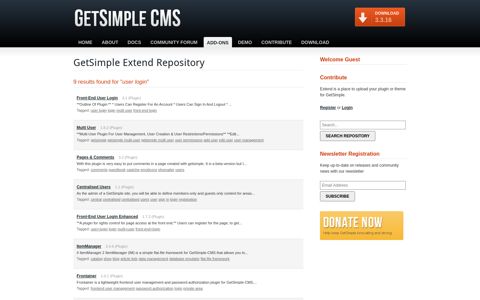 User Login - Search | GetSimple Repository | GetSimple Extend