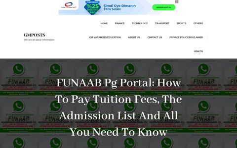 FUNAAB Pg Portal: How To Pay Tuition Fees, The Admission ...