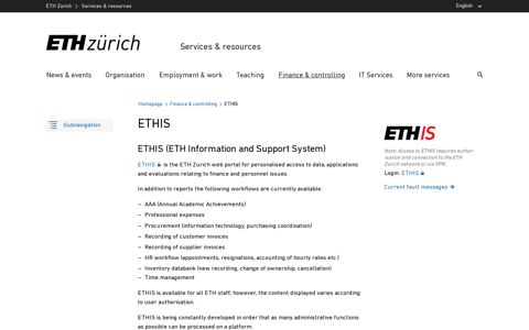 ETHIS – Services & resources | ETH Zurich