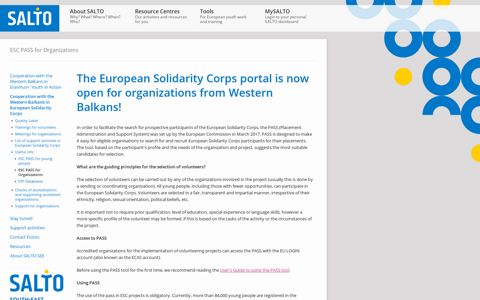 The European Solidarity Corps portal is now ... - SALTO-YOUTH