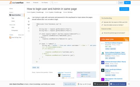 How to login user and Admin in same page - Stack Overflow