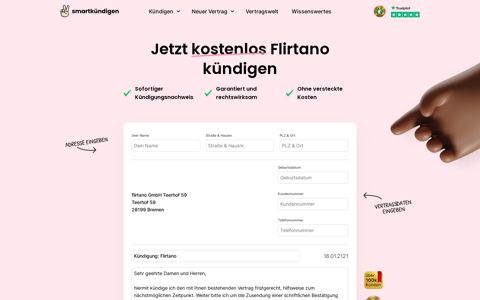 Flirtano GmbH kündigen - Kostenlos in 2 Minuten