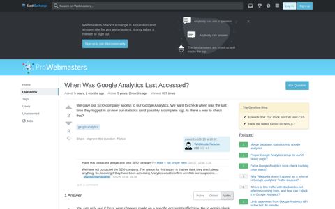 When Was Google Analytics Last Accessed? - Webmasters ...