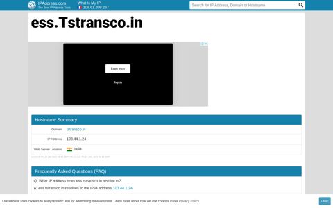 ▷ ess.Tstransco.in : TS Transco Portal - Domain WHOIS Record
