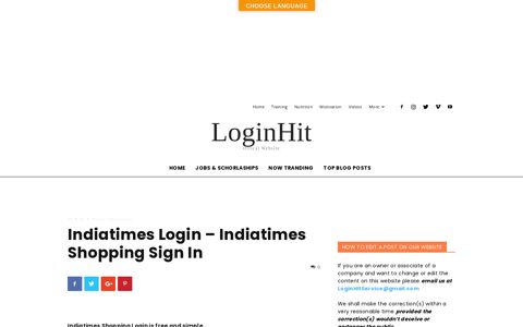 Indiatimes Login - Indiatimes Shopping Sign In - LOGINHIT