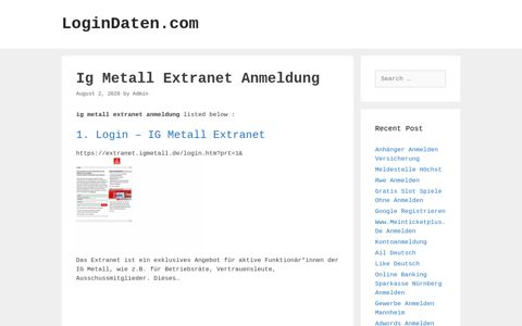 Ig Metall Extranet - Login - Ig Metall Extranet - LoginDaten.com