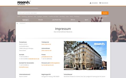 Impressum - Reservix