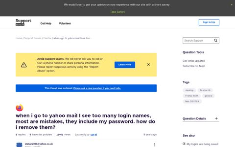 when i go to yahoo mail I see too many login names, most are ...