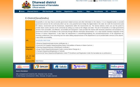 E-District(SevaSindhu)|One Stop Shop - Dharwad district ...