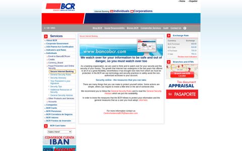 Secure Internet Banking - Banco de Costa Rica - Index - BCR