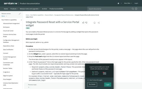 Integrate Password Reset with a Service Portal widget ...