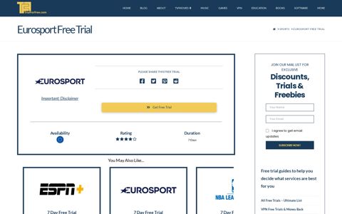 Eurosport Free Trial | Start Your 7 Day Trial | TrialForFree.com