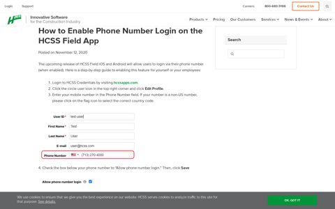 How to Enable Phone Number Login on the HCSS Field App ...