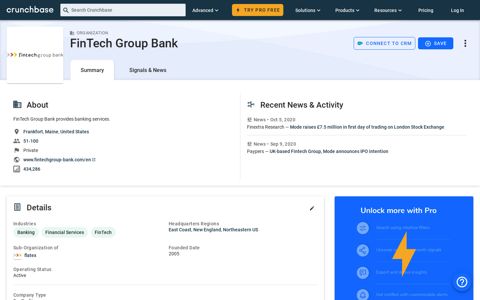 FinTech Group Bank - Crunchbase Company Profile & Funding