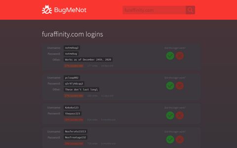 furaffinity.com logins - BugMeNot