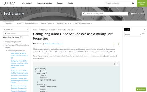 Configuring Junos OS to Set Console and Auxiliary Port ...