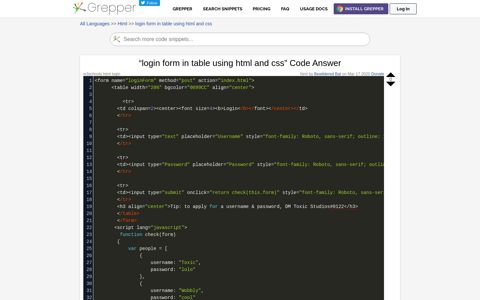 login form in table using html and css Code Example - Grepper