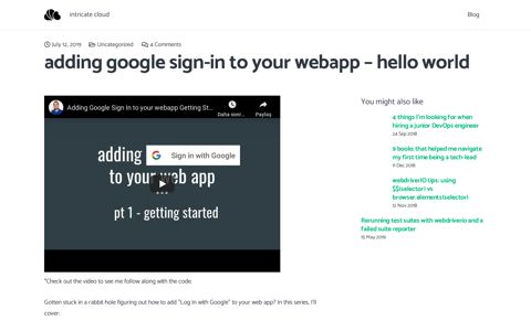 adding google sign-in to your webapp - hello world - intricate ...