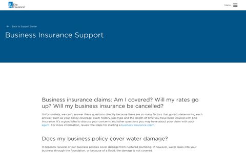 Business Insurance Support | Erie Insurance