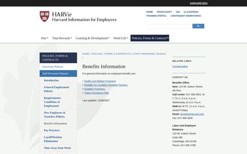 Benefits Information | Harvard Human Resources