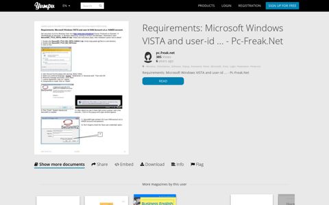 Requirements: Microsoft Windows VISTA and user-id ... - Pc ...