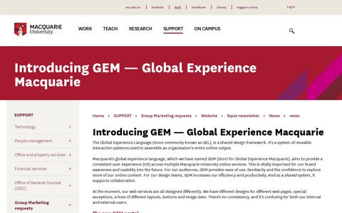 Staff Portal - Introducing GEM — Global Experience Macquarie