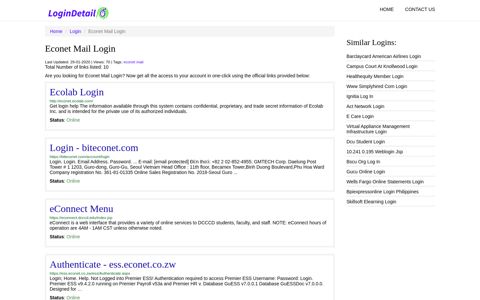 Econet Mail Login Ecolab Login - http://econet.ecolab.com/