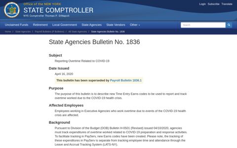 State Agencies Bulletin No. 1836 | Office of the New York ...