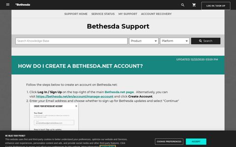 Follow the steps below to create an account on Bethesda.net