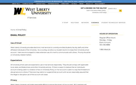 Email Policy - IT Services - West Liberty University