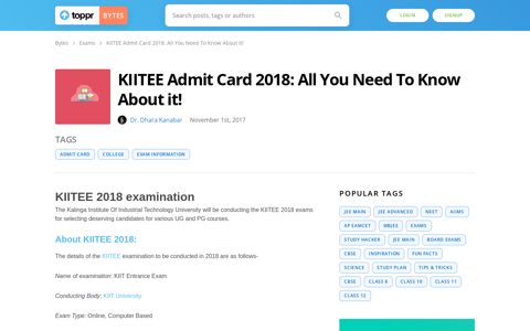 KIITEE Admit Card 2018: All You Need To Know About it! - Toppr
