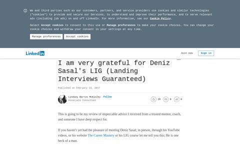 I am very grateful for Deniz Sasal's LIG (Landing Interviews ...