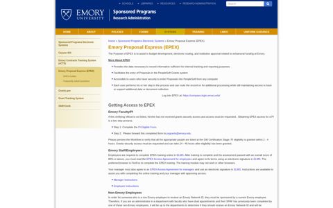 Emory Proposal Express (EPEX) - Office of Sponsored Programs