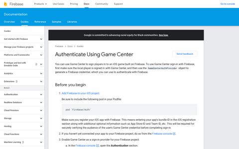 Authenticate Using Game Center | Firebase