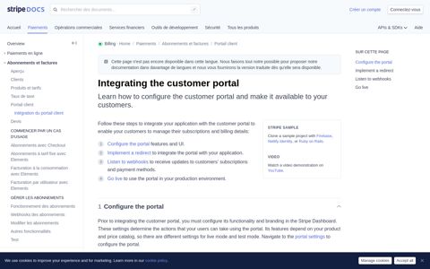 Integrating the customer portal - Stripe